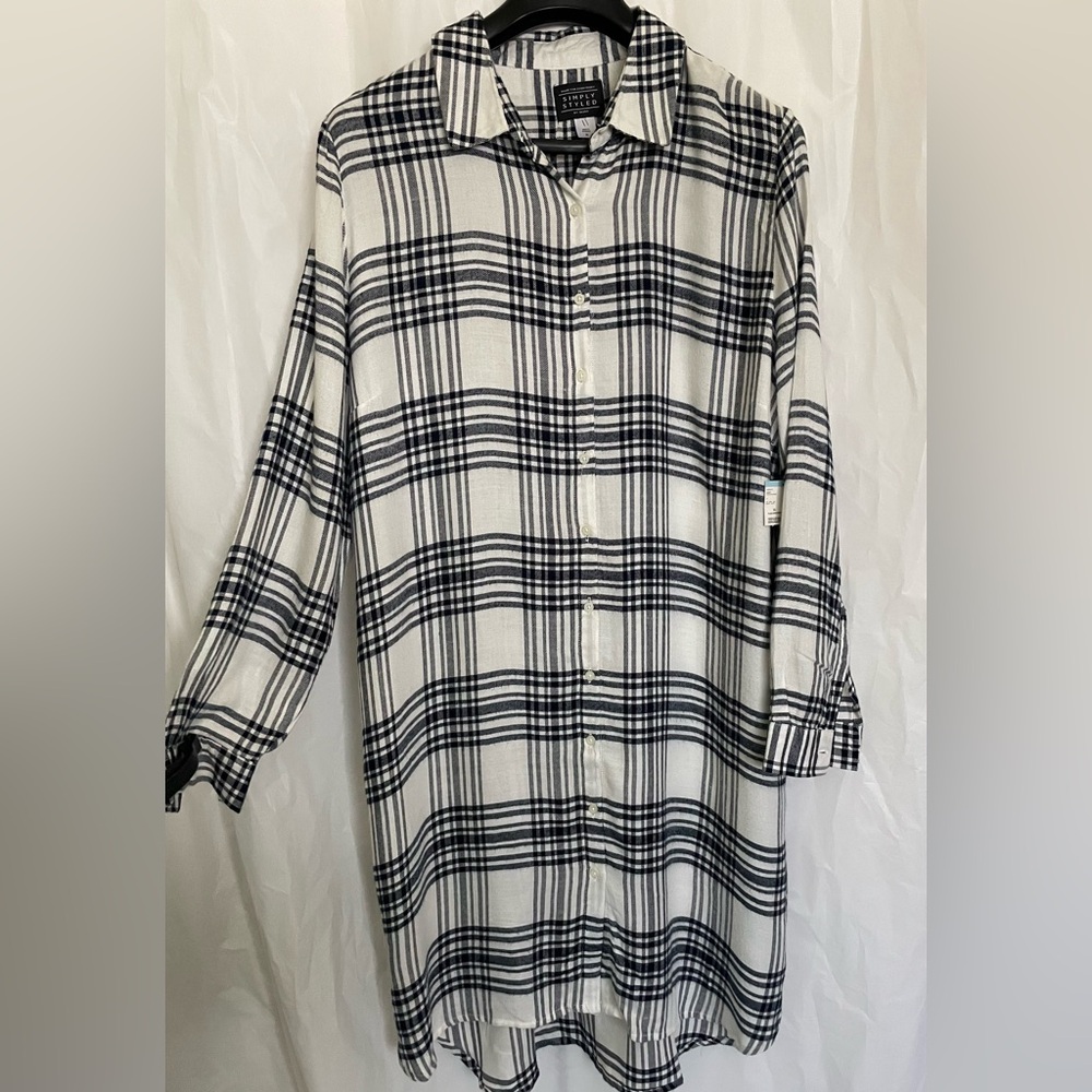 Simply Styled plaid button-up shirt dress Ladies XL